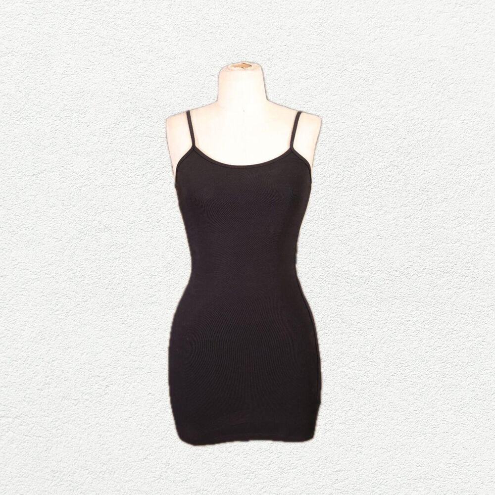 Los Angeles Apparel Garment Dye GD Tank Mini Dress in Solid Black